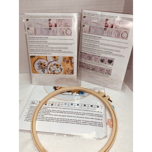 3 Coordinating Sunflowers Design Handwork Embroidery Kits Instructions NEW - Picture 5 of 7